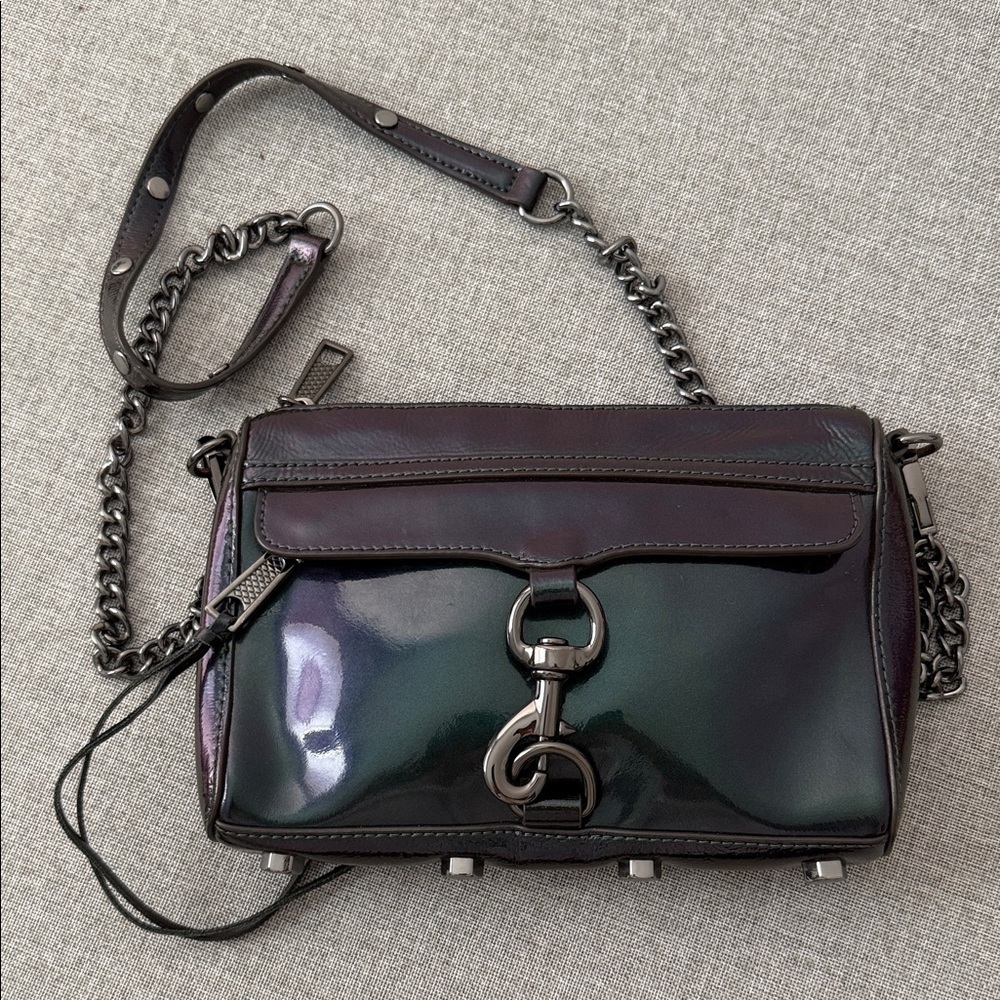 Rebecca Minkoff Iridescent Mini MAC Purple/ green Crossbody Bag - Picture 2 of 8
